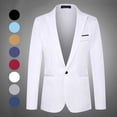 thumbnail image 3 of Fashion Casual Suit Jacket Men's Slim-fit Business Suit Jacket Men's One Button Small Suit Men-white-2XL, 3 of 6