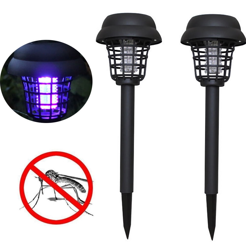 2pcs Solar Outdoor Mosquito Fly Bug Insect Zapper Killer Trap Lamp 