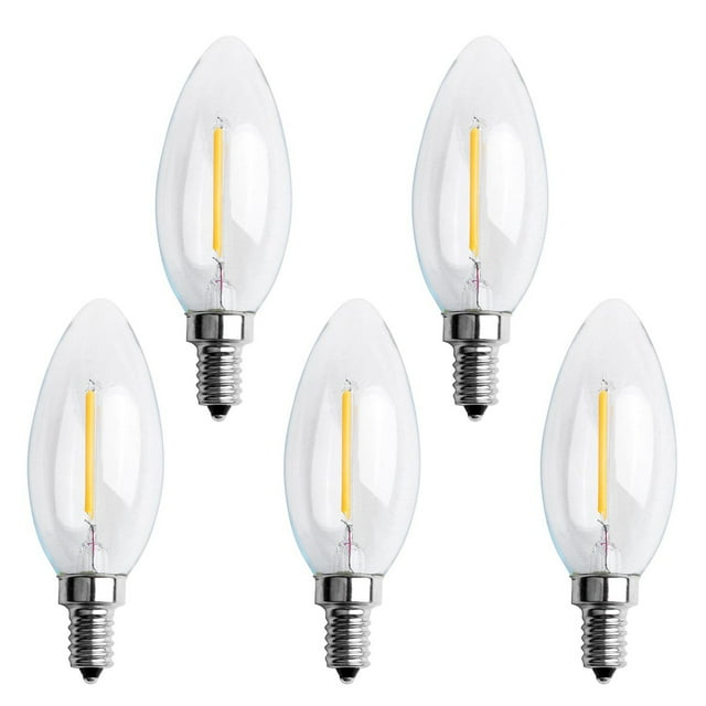 5X Dimmable E12 2W Cob Edison Candle Flame Filamento LED Bombilla Lámpara 10 x 3.5cm