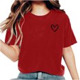 thumbnail image 1 of AherBiu Hauts d'Été pour Femmes Manches Courtes T-Shirts Confortables Imprimé Cœur Col Rond Basiques Blouse, 1 of 5