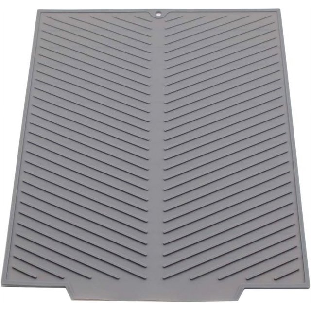 Tapete de drenaje de silicona, tapete de secado de platos ecológico de 20 "x 16", tapete aislante antideslizante, tapete de drenaje para fregadero con ranuras de drenaje densas (51x41 cm)