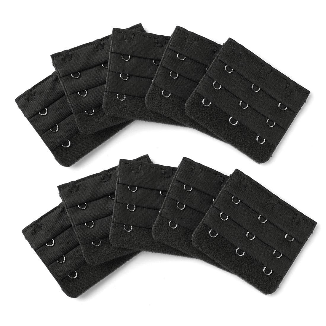 5 Pairs 3 x 3 Hooks Adjustable Bra Strap Extenders Black for Women