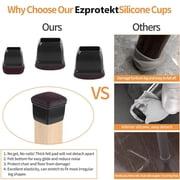 Ezprotekt 24 Pcs Chair Leg Covers,Chair Leg Floor Protectors with Wrapped Felt(1 Square, Black)