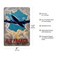 thumbnail image 2 of Towards New Skies - Plane soars through sun-lit gap in clouds shaped like a map of France - Vintage Travel Poster c.1947 - 8 x 12 inch Vintage Wood Art Sign, 2 of 4
