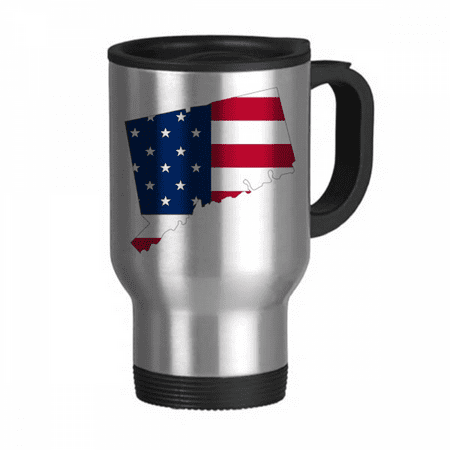 

Connectic USA Map Stars tripes Flag Shape Travel Mug Flip Lid Stainless Steel Cup Car Tumbler Thermos