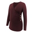 thumbnail image 3 of Jchiup Maternity Shirt Side Button and Ruched Long Sleeve Tunic Nursing Tops, 3 of 6