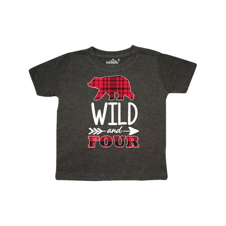 

Inktastic Plaid Bear Wild and 4 with Arrow Gift Toddler Boy or Toddler Girl T-Shirt