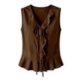 thumbnail image 3 of 2026 New Womens Sleeveless Sweater Vest Ruffle Button Down Knit Tank Top Summer Trendy Going Out Vest Tops(Coffee,L), 3 of 3