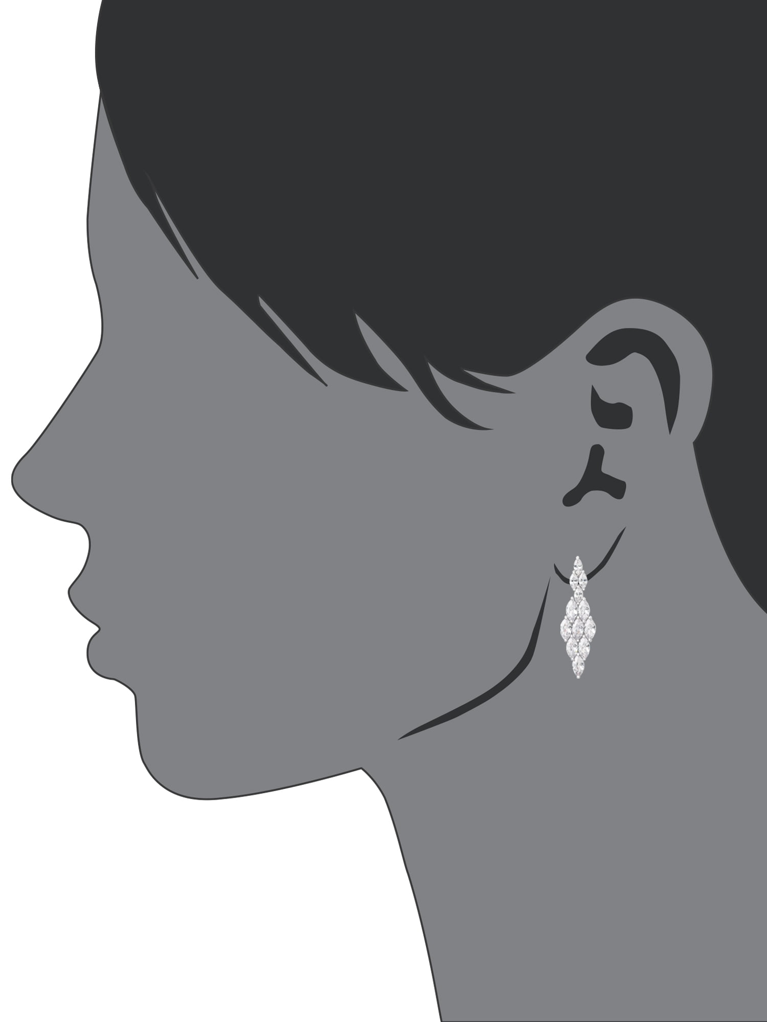 Believe by Brilliance Women's Fine Silver Plated Cubic Zirconia Marquise Shape Drop Earring