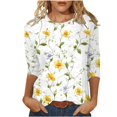 thumbnail image 3 of VBTAPA 3/4 Length Sleeve Womens Tops Vintage Floral Print Crewneck T-shirt Dressy Casual Summer Blouse Flash Sales of The Day Multicolor XXXL, 3 of 6