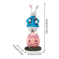 thumbnail image 3 of HaCpiu Easter Bunny Figurine Decor, Resin Easter Rabbit Egg Garden Ornament, Spring Decor for Easter, St. Patrick's Day, Home Shelf, Garden & Party Tabletop Centerpiece, 3 of 6