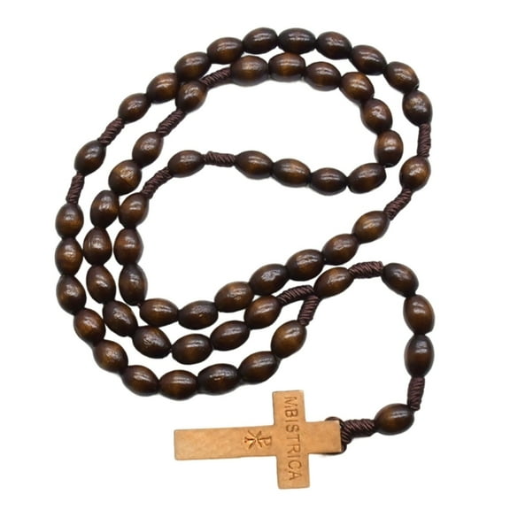 Crucifix Wood Rosary Beads with Traditional Crosses for Church, Home, Outdoor Use Aesthetic Wood Grains Rosary