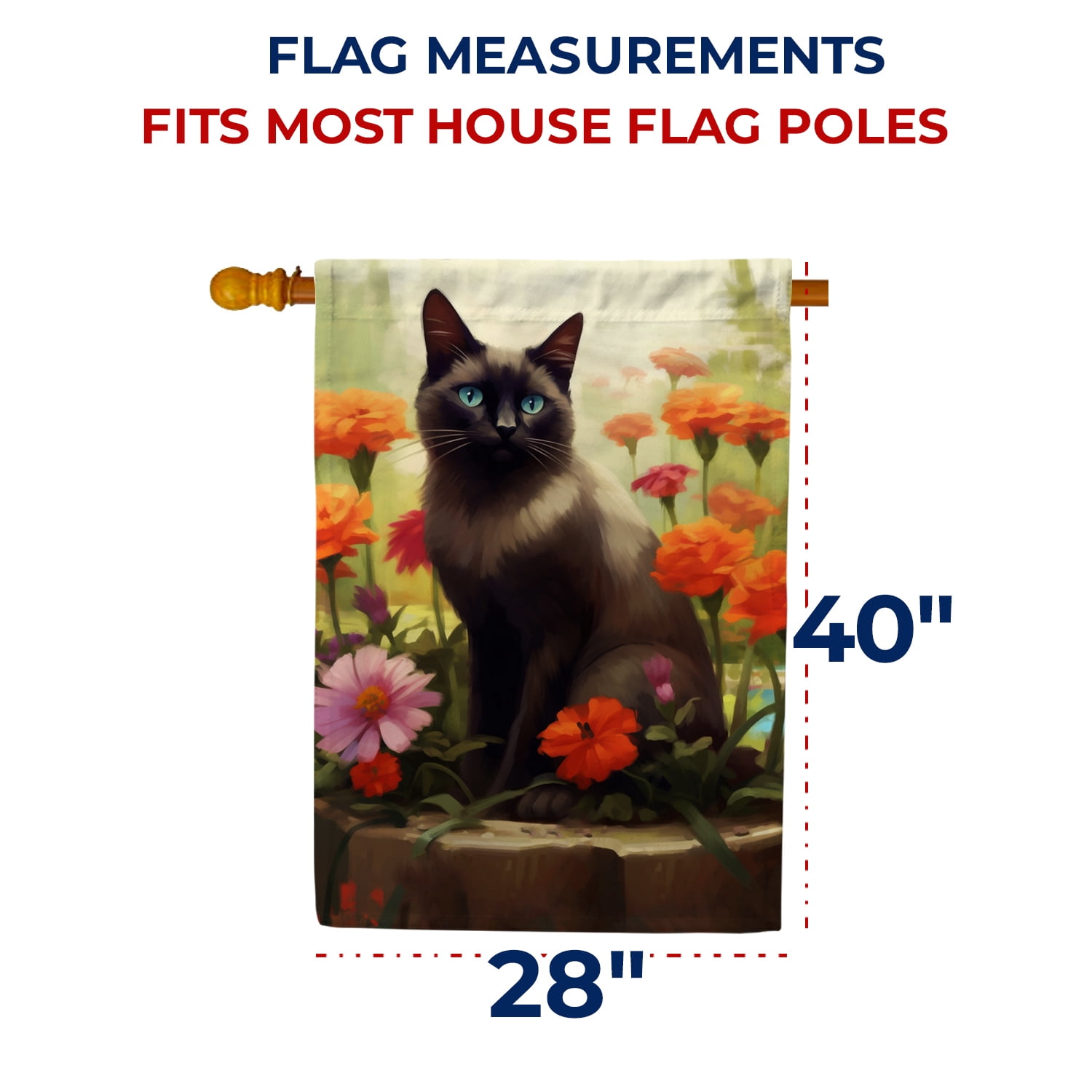 America Forever Spring Black Cat House Flag 28 x 40 inch Double Sided Kitty Daisies Floral Spring House Flag for Outdoor Cat Flag Yard Decoration