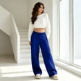 thumbnail image 5 of Resicozy Sweatpants Women Casual Wide Leg Baggy Lounge Pants High Waisted Drawstring with Pockets Oversized Soft Track Joggers Royal Blue L, 5 of 6