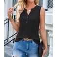 thumbnail image 4 of Blusa de Verano Sin Mangas con Cuello en V y Abertura en el Cuello con Panel de Encaje para Mujer Negro XXL, 4 of 9