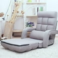 thumbnail image 2 of WAYTRIM Indoor Chaise Lounge Folding Lazy Sofa Floor Chair 6-Position Padded, Lounger Bed with Armrests and a Pillow Chaise Couch - Light Gray, 2 of 8