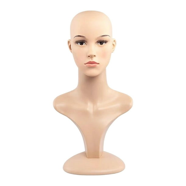 Busto de maniquí femenino realista con accesorios de belleza, maquillaje y sombrero para el hogar. Estilo B
