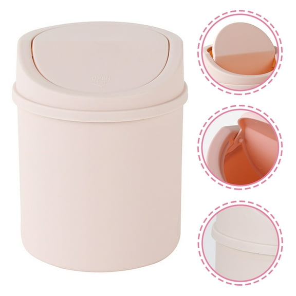 WHAMVOX Assorted Color Mini Trash Can with Lid for Makeup Brushes and Pens PP Material Storage Organizer 2pcs