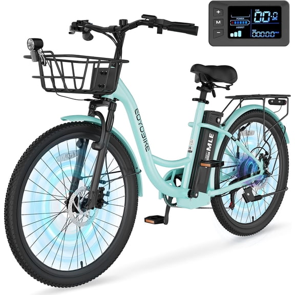 Lilypelle 26" Electric Bike for Women Adults, 36V 10.4Ah UL2849 (By SGS) Battery ,350W Helical Motor w/ 700W peak power , 7-Speed Electric Bicycle w/ Front Fork Suspension,Max 20mph,50 Miles,Class 2