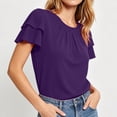 thumbnail image 5 of GigrtiJin Womens Short Sleeve T Shirts Pleated Baggy Basic T Shirts Casual Outdoor Pull On Round Neck Cropped Tees for Womens, 5 of 7