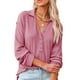 thumbnail image 2 of Blusa informal de manga larga con cuello vuelto para mujer, color rosa, talla L, elegante blusa de punto con cuello en V, 2 of 6
