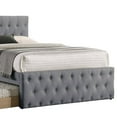 thumbnail image 3 of Nek Full Size Upholstered Bed with Twin Trundle Button Tufted Gray Burlap, 3 of 5