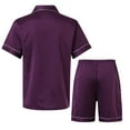 thumbnail image 5 of Uooqdmx Mens Pajamas Set Lounge Sets for Men Plain Satin Sleepwear Soft Smooth Short Sleeve Short Pant Sleepwear Man with Pockets Two Pajamas Soft Pajamas Purple S, 5 of 5