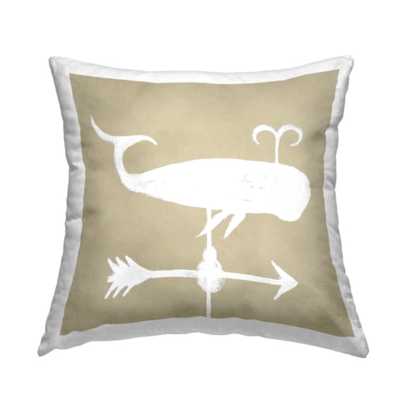 Stupell Industries Marine Whale Weathervane Compass Shape Design by Jacob Green Throw Pillow