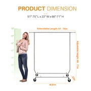 HOKEEPER 300 lbs Heavy Duty Clothing Garment Rack Commercial Rolling Clothes Rack on Wheels Adjustable Collapsible, Chrome Finish