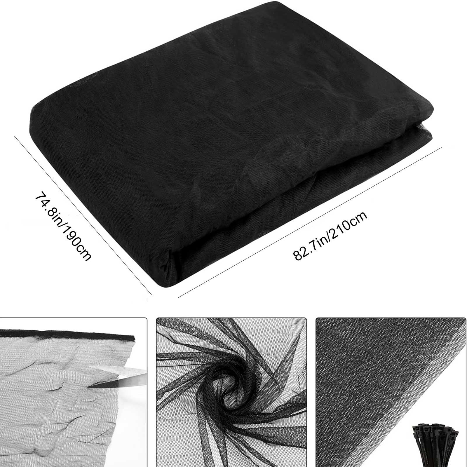 4 Corner Post Mosquito Net Canopy Bed Curtains Large Mosquito Netting Bedroom Princess Decoration Canopy Curtains for Patio Indoor Outdoor Net,Black Bed Canopy Curtains for Gothic