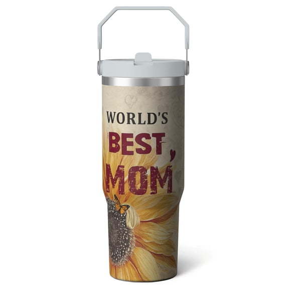 1pc Mother 30oz Tumbler with Straw & Handle - Insulated Stainless Steel Cup | Holiday Gift for Man Women (Christmas, Valentine's, Birthday)