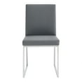 thumbnail image 4 of Armen Living Trevor Contemporary Dining Chair in Brushed Stainless Steel and Grey Faux Leather - Set of 2, 4 of 10