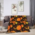 thumbnail image 5 of Fall Throw Blanket Autumn Pumpkin Blanket Thanksgiving Decor Soft Orange Black Pumpkins Fleece Flannel Throws Cozy Plush Fall Decor Throw Blanket for Living Room Couch Sofa Bed Adults Kids 50"x60", 5 of 6