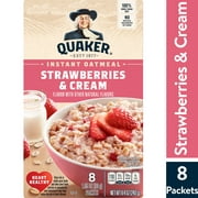 Quaker Instant Oatmeal, Strawberries & Cream, 1.05 oz Packets, 8 Packets