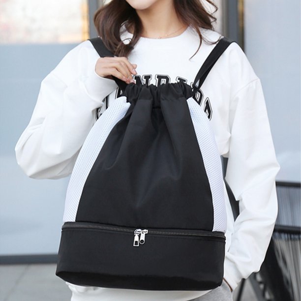 Bolsos De Hombro Para Balones De Fútbol Bolso de baloncesto Oxford con cordón de alta capacidad para deportes al aire libre (negro)
