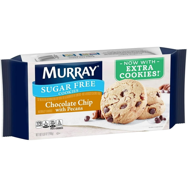 Murray Sugar Free Cookies, Chocolate Chip with Pecans, 8.8 oz Tray(Pack