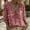 Pink #043, variant on Leopard Lace Up Blouse for Women, V Neck 3/4 Sleeve Peasant Top,S