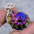 thumbnail image 2 of Natural Ammonite Fossil Gemstone 925 Sterling Silver Jewelry Pendant 1.97", 2 of 2