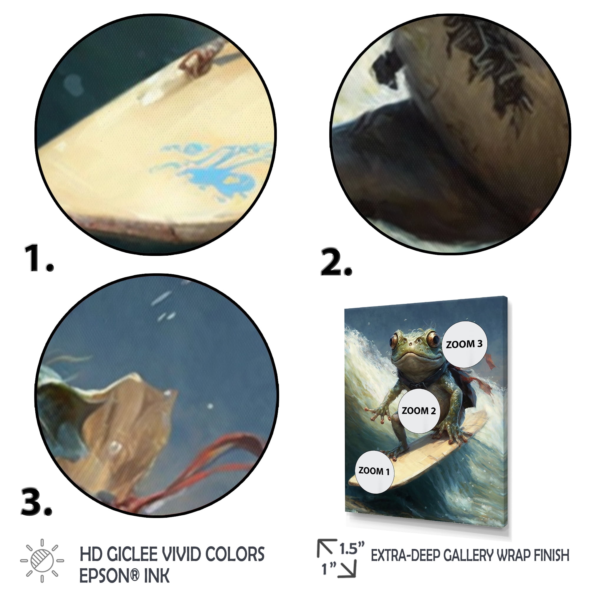 Designart Frog Surfing I Canvas Wall Art
