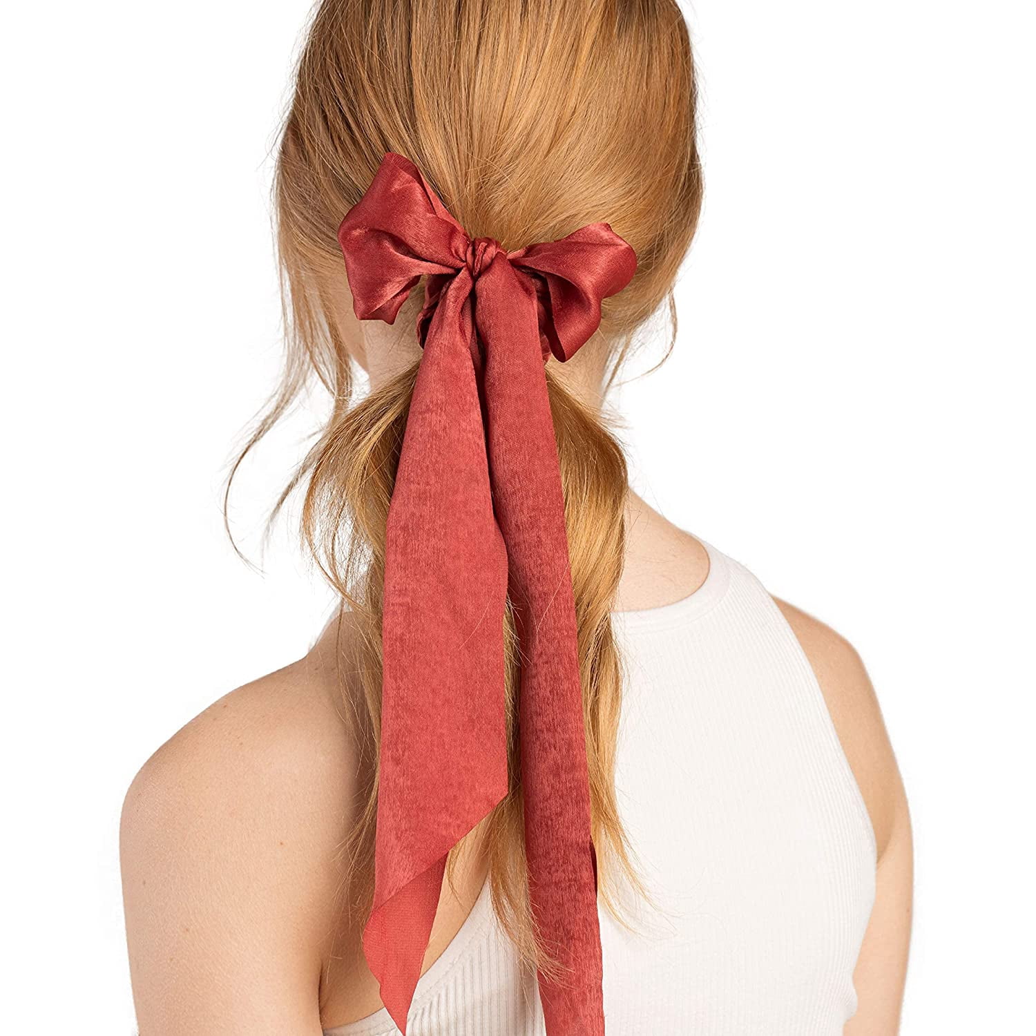 Kitsch Satin Hair Scarf Scrunchie Hair Ties, Blush/Mauve, 2 ct