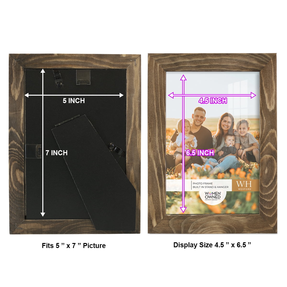 Wexford Home Woodgrain 5" x 7" Walnut Picture Frame (Set of 6)