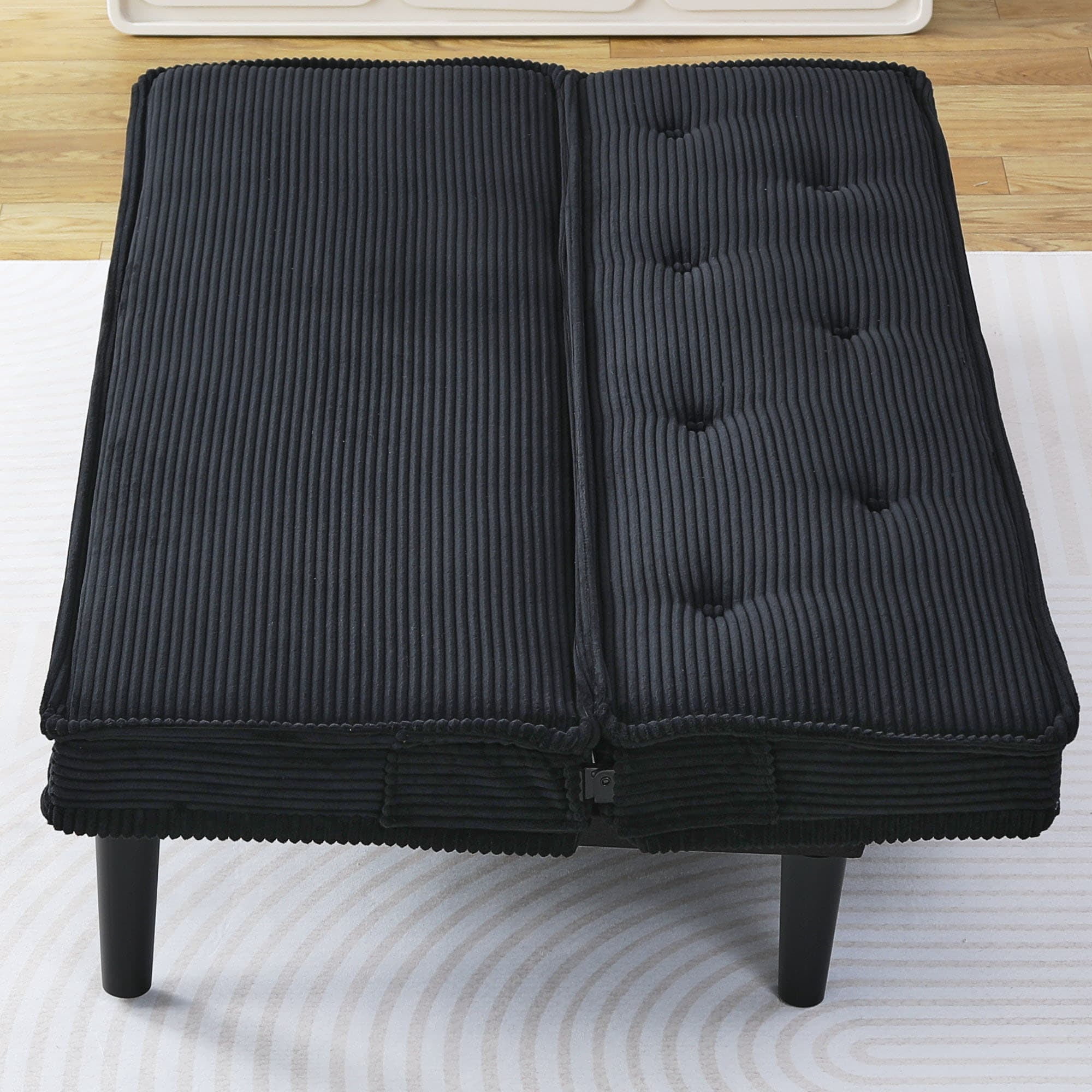 MAYEERTY 66" Corduroy Sofa Bed Modern Sleeper Couches Sofas Loveseats for Living Room, Apartment and Bedroom, Black