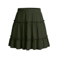 thumbnail image 5 of VtModv Ladies Fashion Women Solid Color Elastic Waist Floral Short Skirt Pleated Skirts Beach Skirt Going Out Trendy Elastic Waist, 5 of 5