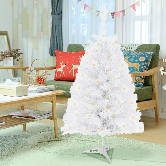 DAMAI LED Christmas Tree Hinged Spruce Artificial Holiday Christmas Tree, Artificial Xmas Pine Trees with Plastic Stand, Tabletop Xmas Tree, Christmas Table Decorations,Christmas Party Supplies