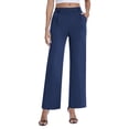 thumbnail image 5 of PWPSG Womens Dress Straight Leg Pants, High Waist Pleated Tailoring, Premium Fabric with Clean Silhouette for Semi Formal Office Attire Blue S, 5 of 6