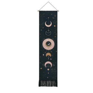 Moon Phases Altar Cloth - Black Cotton Tarot Table Cover, Celestial Wall Hanging For Rituals & Sacred Space, 18x18 Inch
