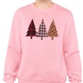 thumbnail image 2 of Plaid Print Christmas Trees Sweatshirt Unisex Small Pink, 2 of 5
