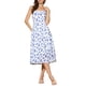 thumbnail image 1 of Vestido midi casual sin mangas de cuello cuadrado con flores y tirantes de espagueti para mujer, espalda fruncida, color azul, 1 of 6