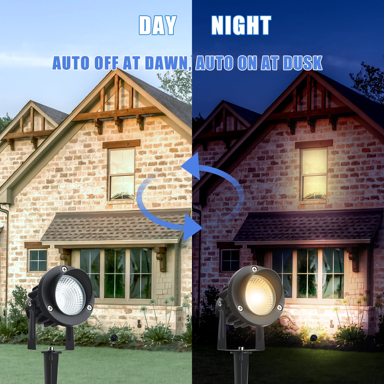 Fulanzaren 20W Dusk to Dawn led Light Spotlights Outdoor, Low Voltage Warm White Outdoor Spot Lights with Transformer Uplights Waterproof IP65 4 Pack