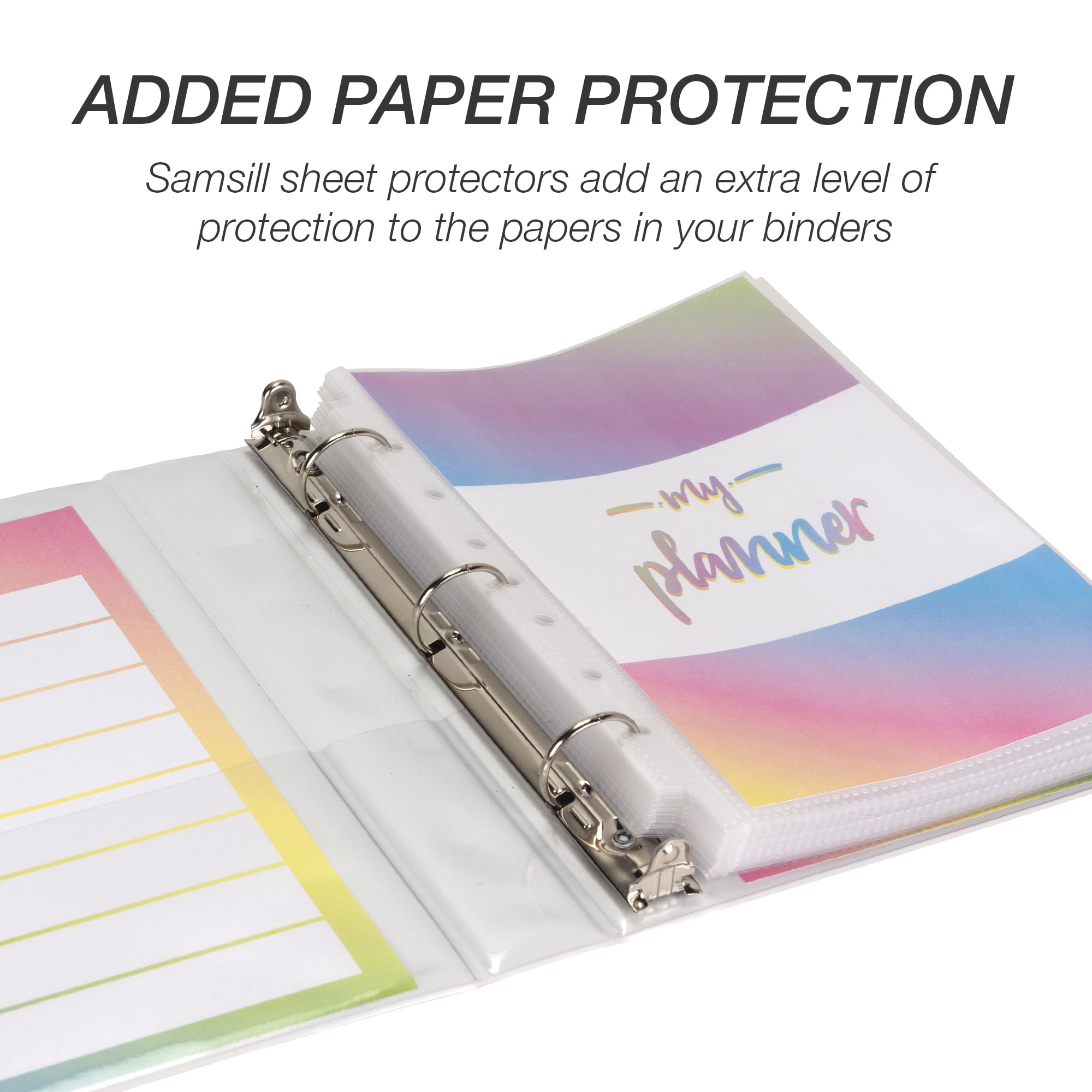 Samsill 3 Ring Mini View Binders Round Ring, White, 6 Pack